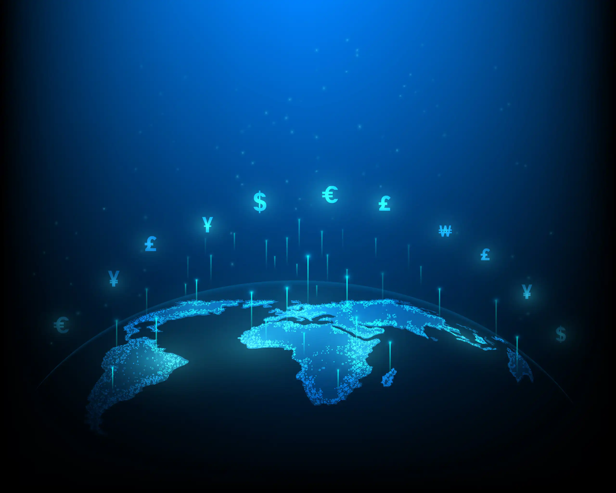 The symbol of the global currency exchange network